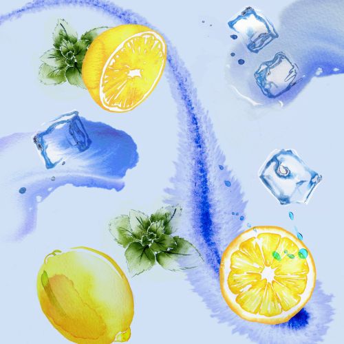 Lemon & Mint Iced Tea watercolor painting