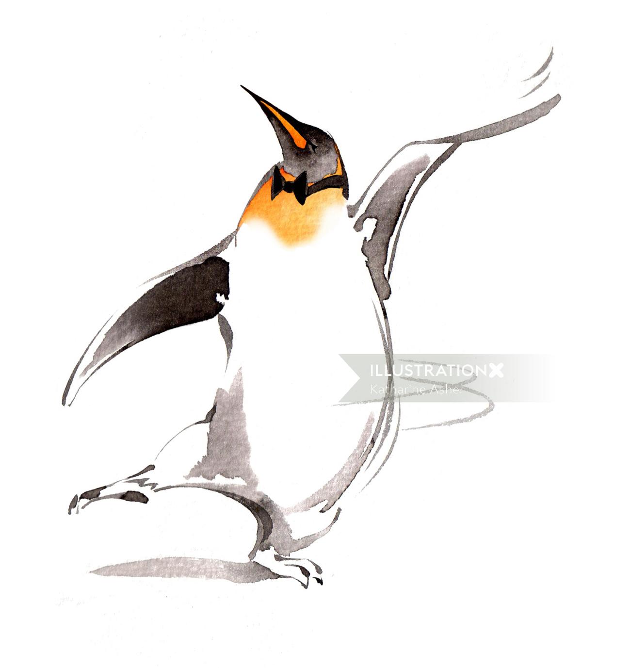 Conception de personnage de pingouin dansant