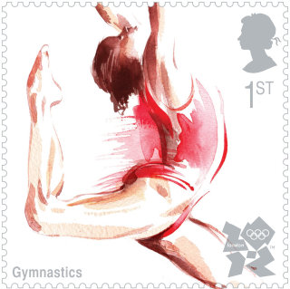 陸上競技の水彩画 ロイヤルメールオリンピック切手