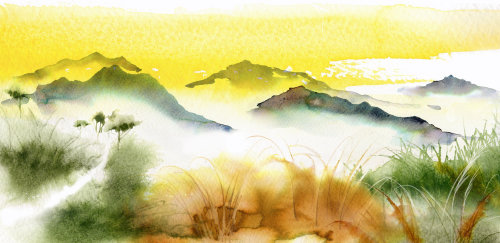 Pintura do local da aguarela de Jing Teas