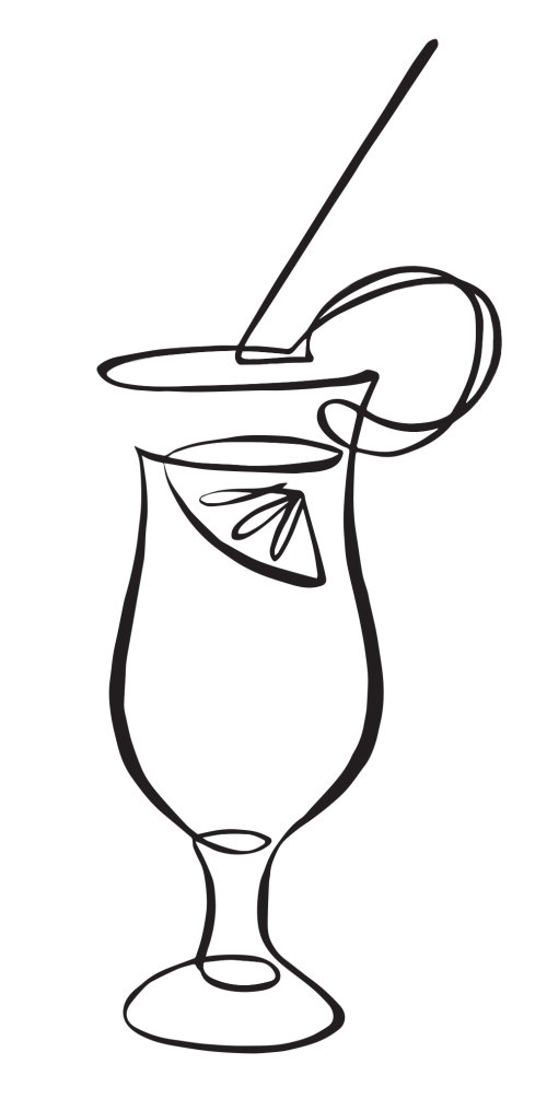 Cocktail in chutney mary black and white illustration