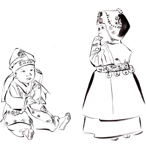 Children dressed in traditional Korean Hanbok