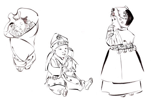 Traditional Korean Hanbok illustration