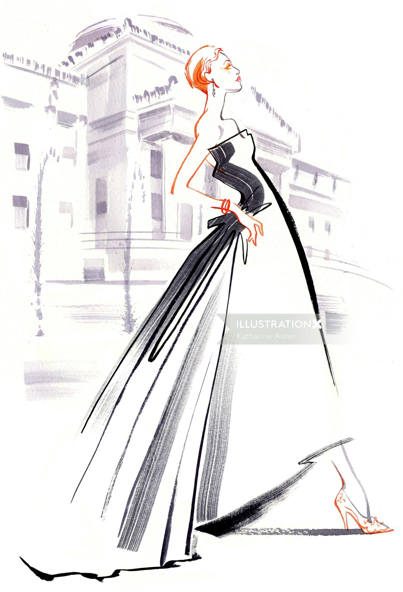 Dior clásico combinado con el diseño en blanco y negro del Museo de Brooklyn