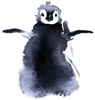 Arte de la acuarela del pingüino