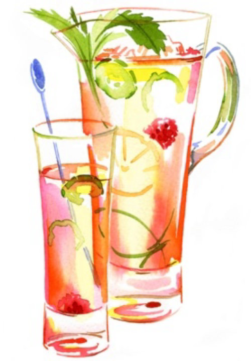 watercolor Brushstroke illustration of cocktail