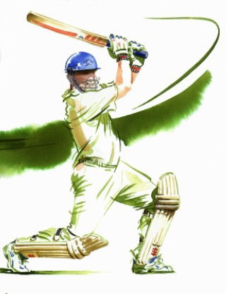 Ilustração de críquete de Katharine Asher