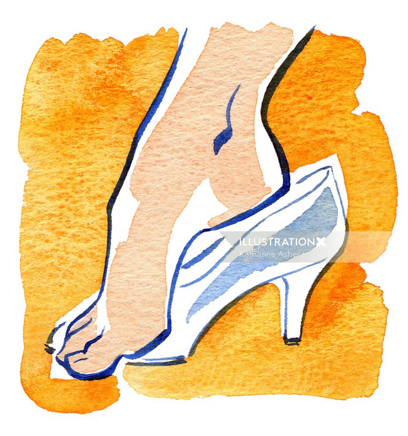 Illustration des soins des pieds SCHOLL par Katharine Asher