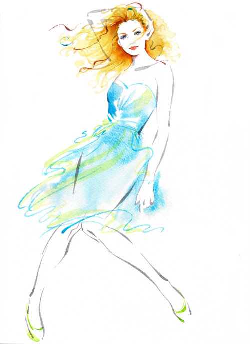 Ilustração do festival de moda de Londres por Katharine Asher