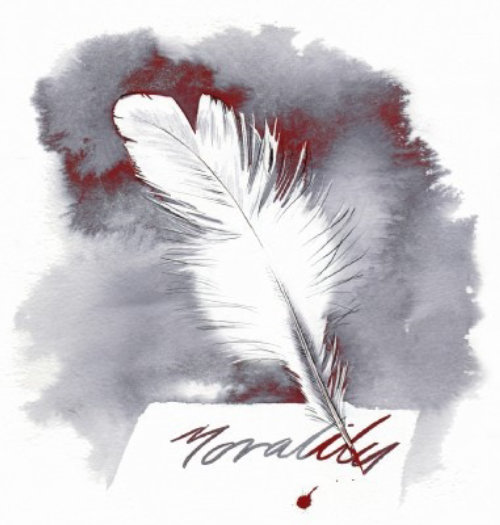 White feather illustration by Katharine Asher