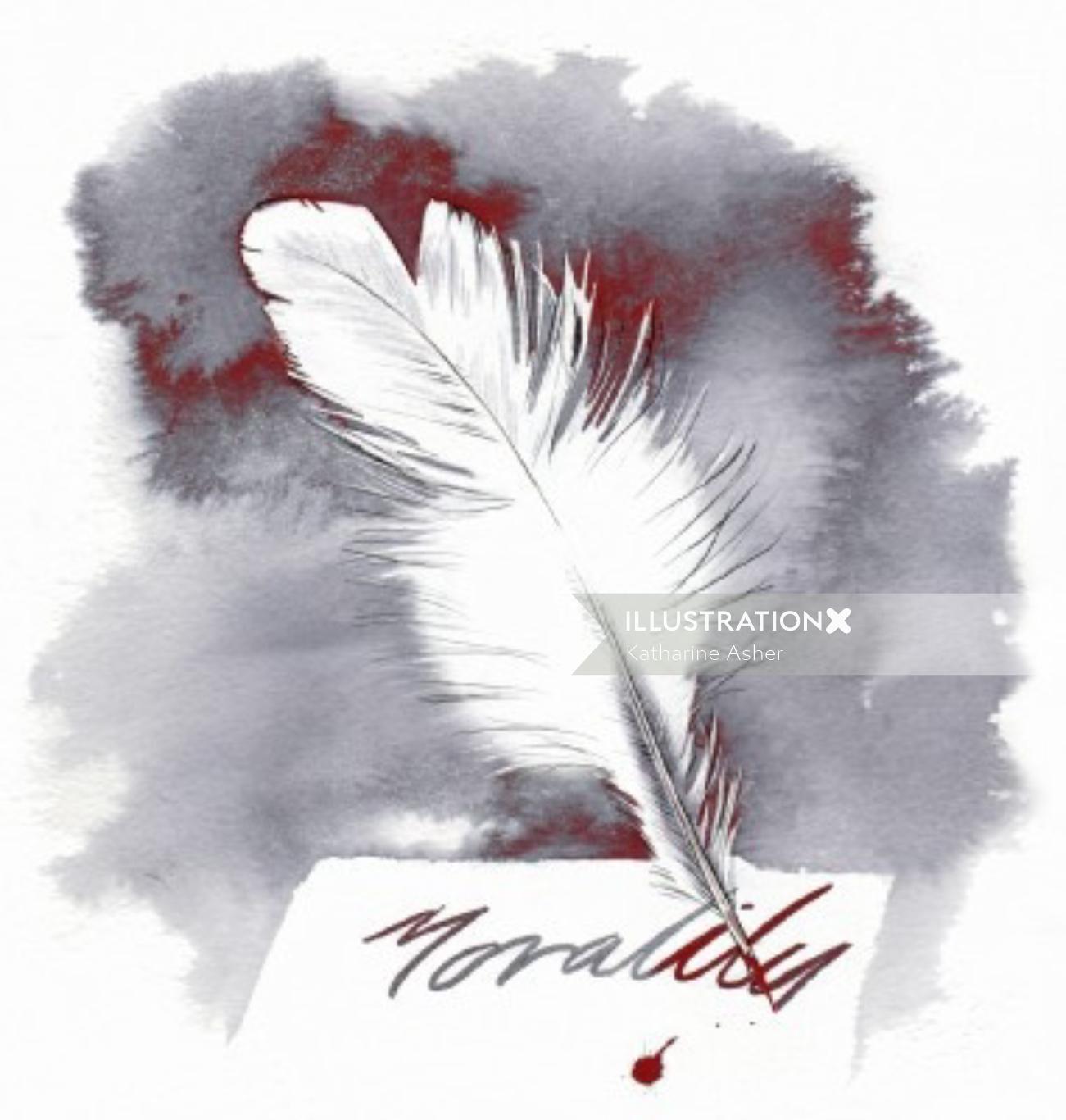 White feather illustration by Katharine Asher