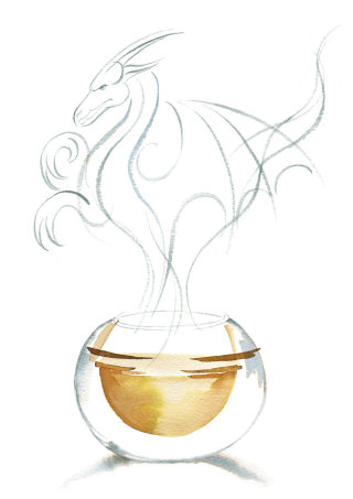 白毫中国茶饮料的水彩插图
