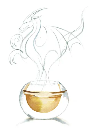 Watercolor illustration of Pekoe China Teas drink
