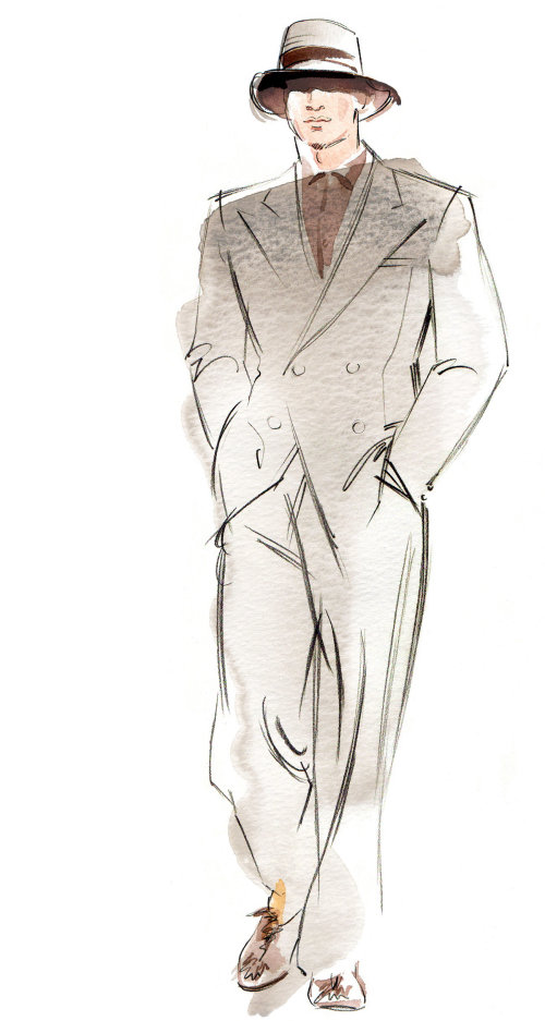 Homem de casaco ilustração por Katharine Asher