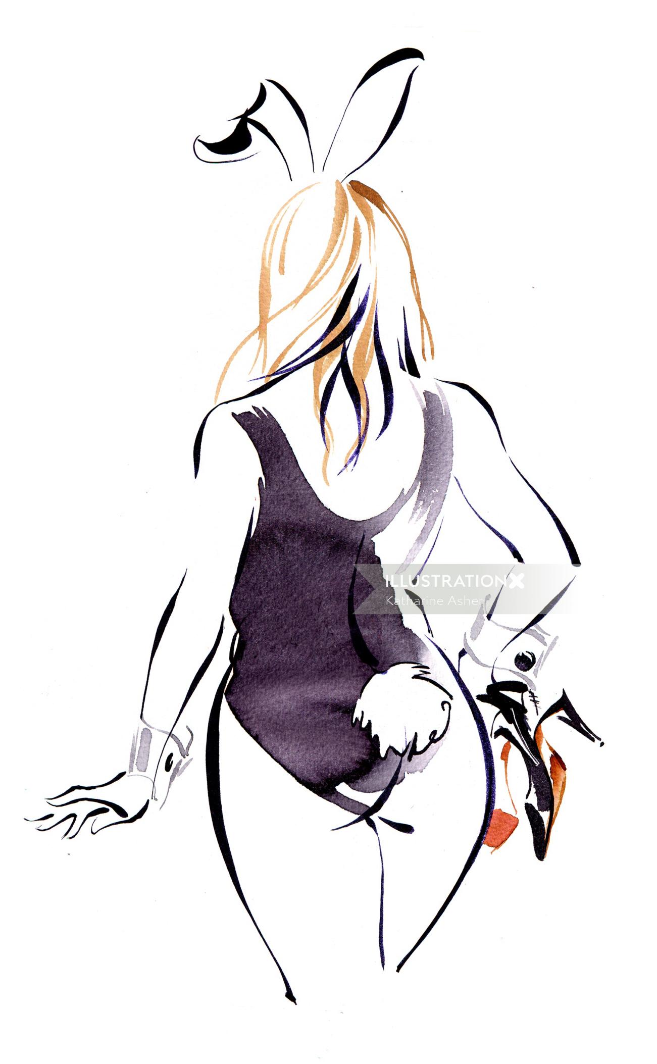 Ilustración del icono de Bridget Jones por Katharine Asher