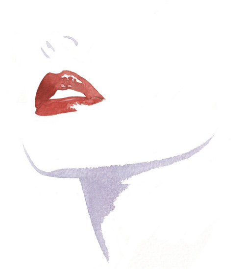 Ilustração de maquiagem labial por Katharine Asher