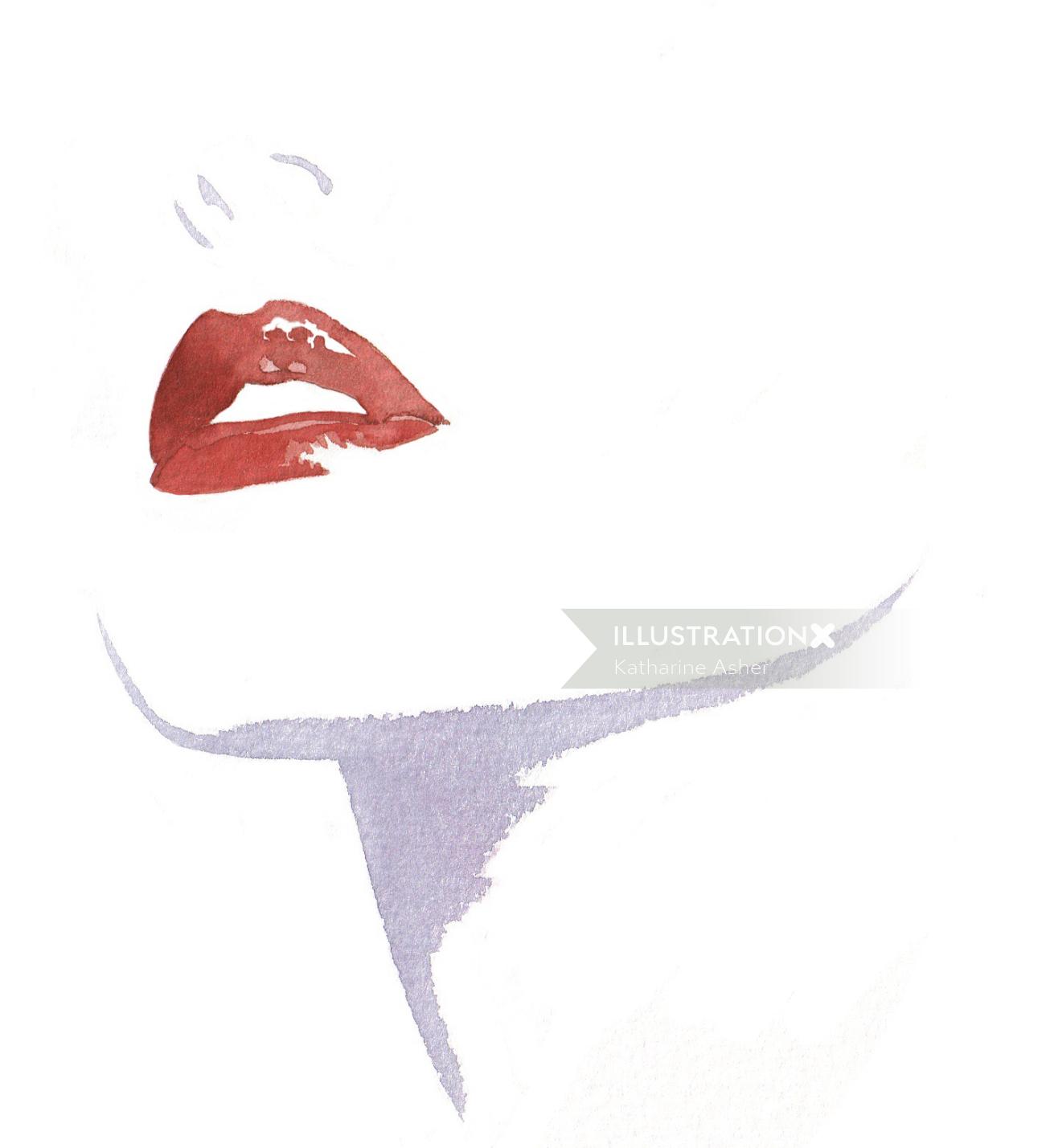 唇妆插图，Katharine Asher