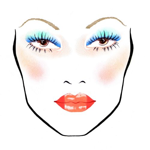 Blue eyes and red lips illustration by Katharine Asher
