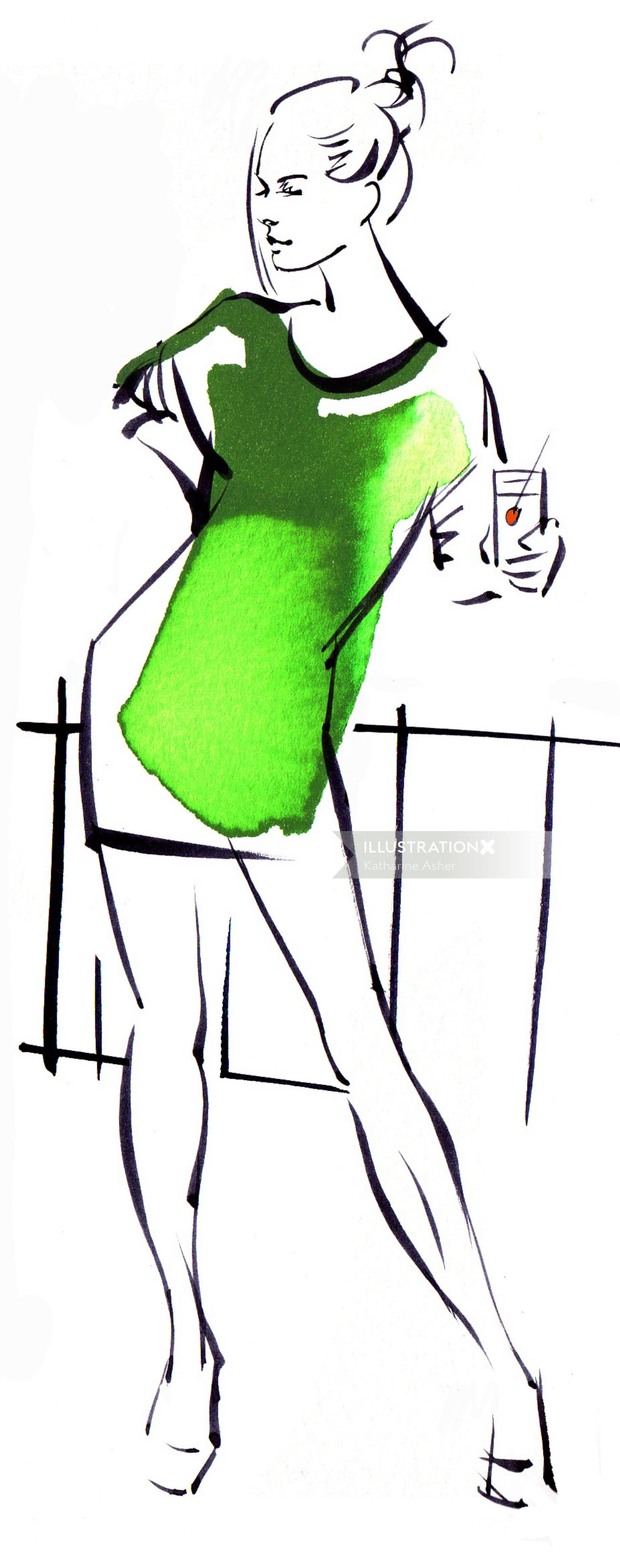 Woman model illustration by Katharine Asher