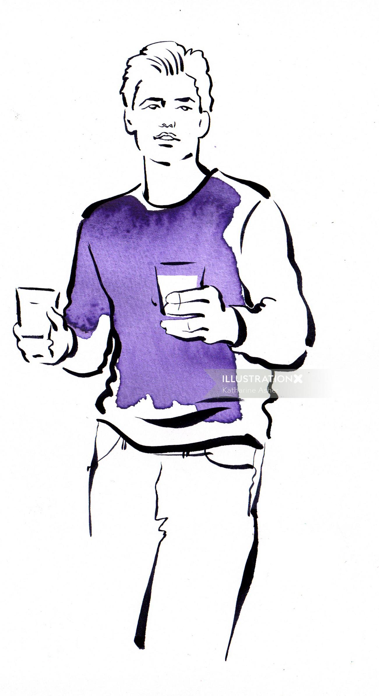 Man fashion illustration by Katharine Asher