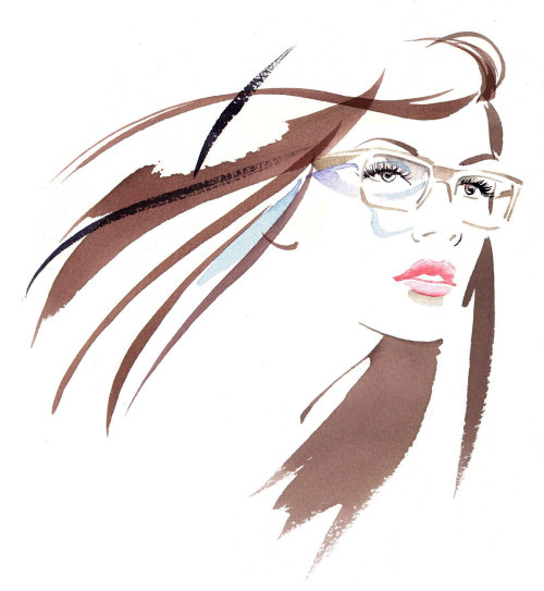 Lady with opticals illustration by Katharine Asher