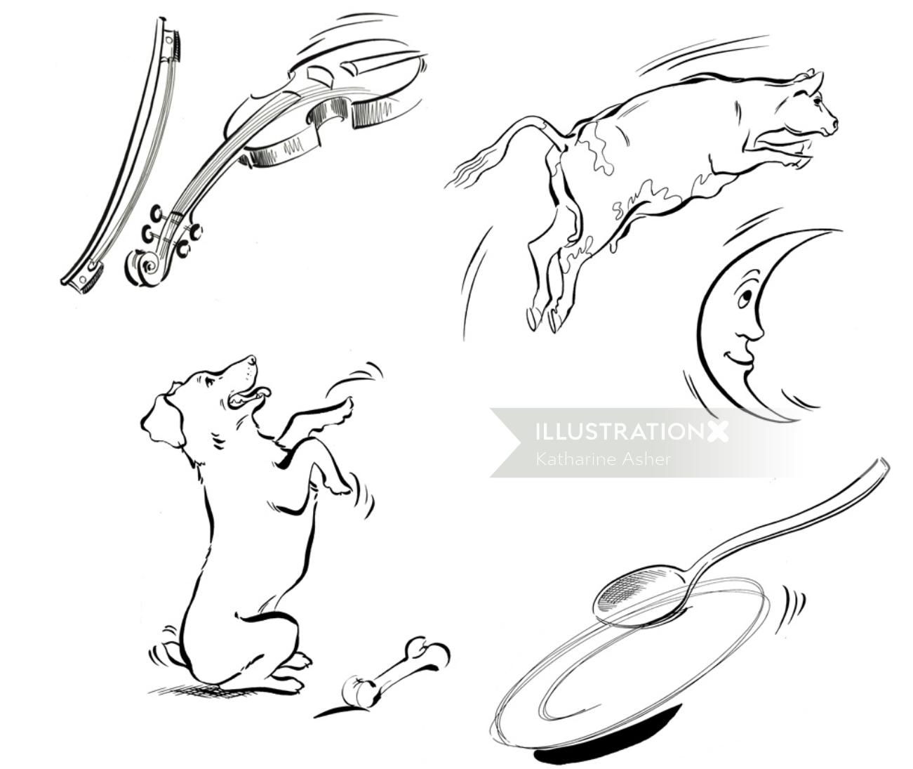 Ilustración de mascotas por Katharine Asher