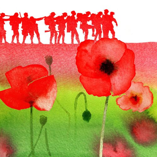 Remembrance Day Stamps illustration by Katharine Asher