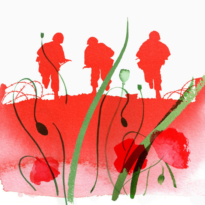 Remembrance Day Stamp for Jersey Post 2014 - An illustration by Katharine Asher