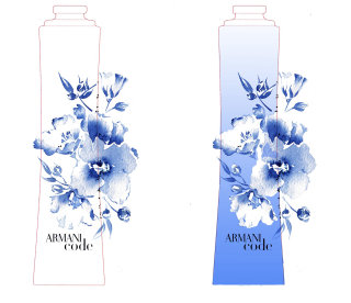 Ilustração de fragrâncias Armani por Katharine Asher