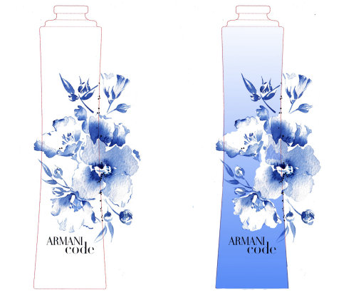 Ilustração das fragrâncias Armani de Katharine Asher