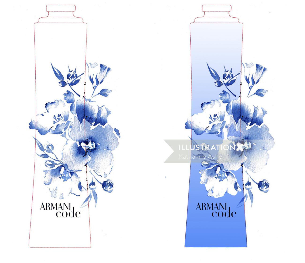 Armani Fragrances illustration by Katharine Asher