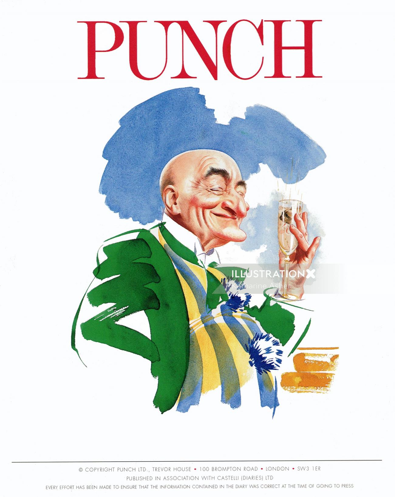Retrato de um homem idoso - Uma ilustração para PUNCH Magazine de Katharine Asher