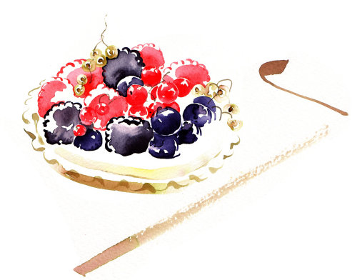 Ilustração de frutas de verão por Katharine Asher