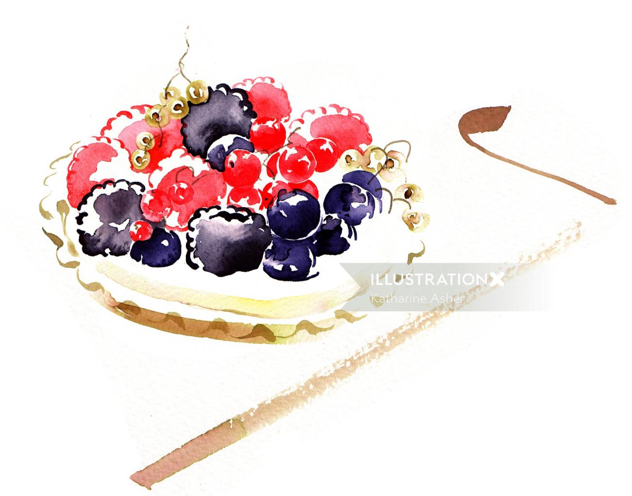 Ilustración de frutas de verano por Katharine Asher