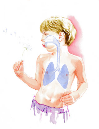 Ilustración para niños con asma por Katharine Asher