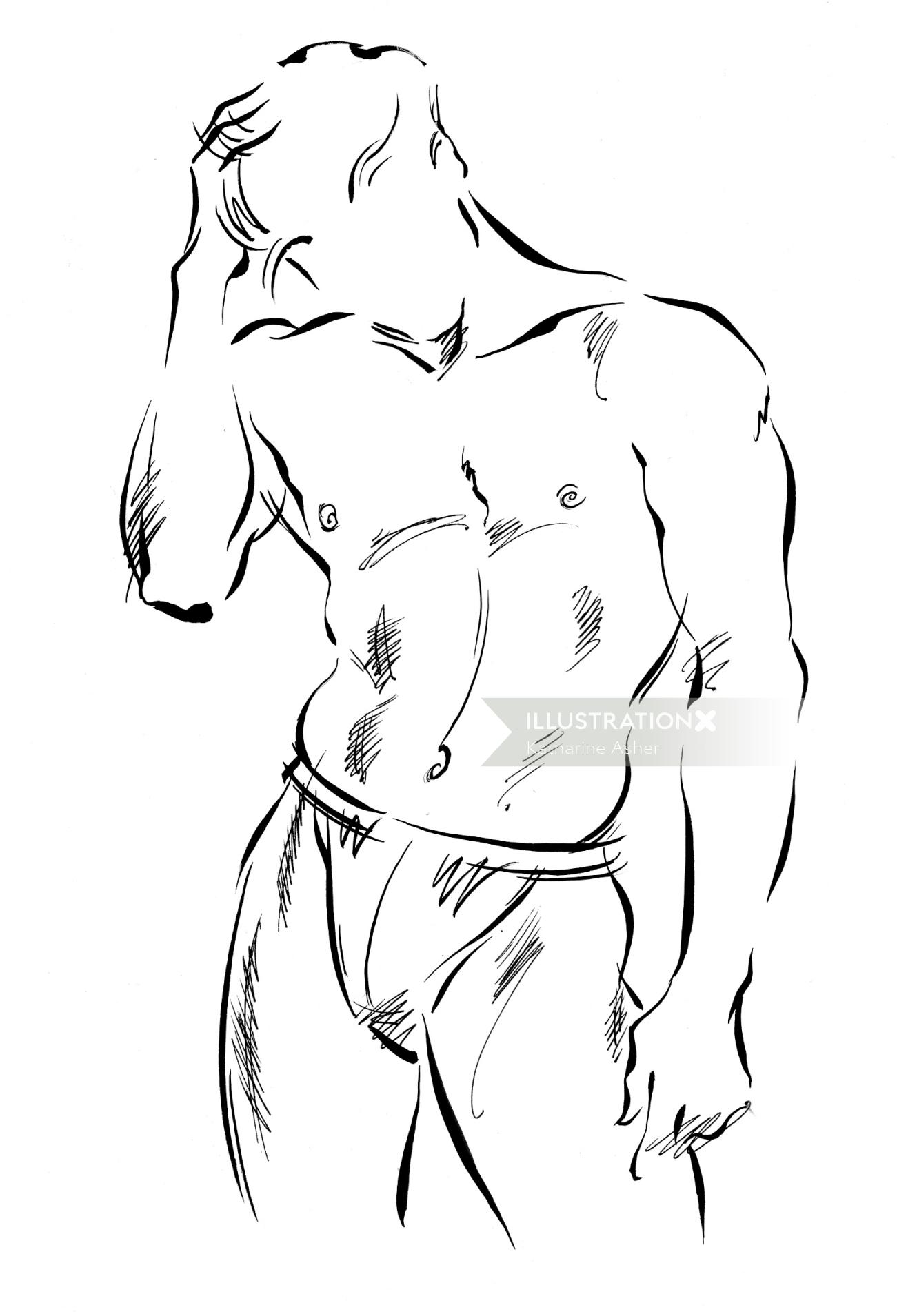 Uma ilustração da forma do corpo do homem