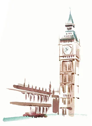 "Big Ben Tower" watercolor drawing