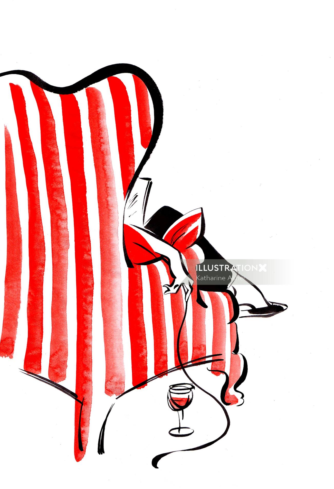 Illustration de surf en fauteuil par Katharine Asher