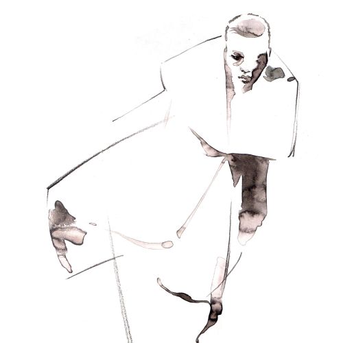 Couture fashion illustration by Katharine Asher