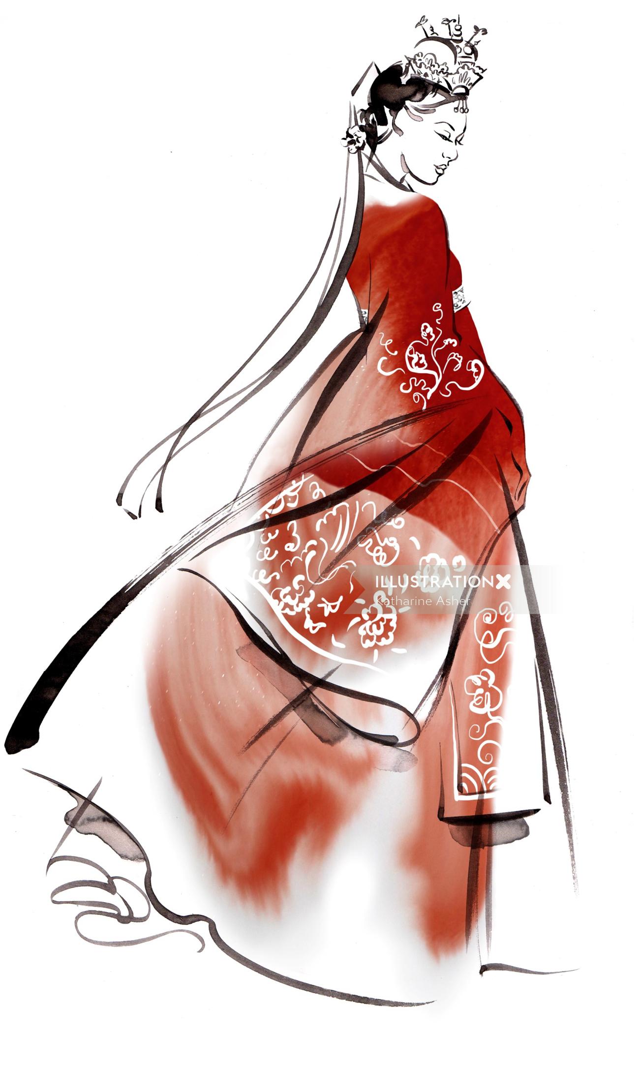 Ilustración de Hanbok por Katharine Asher