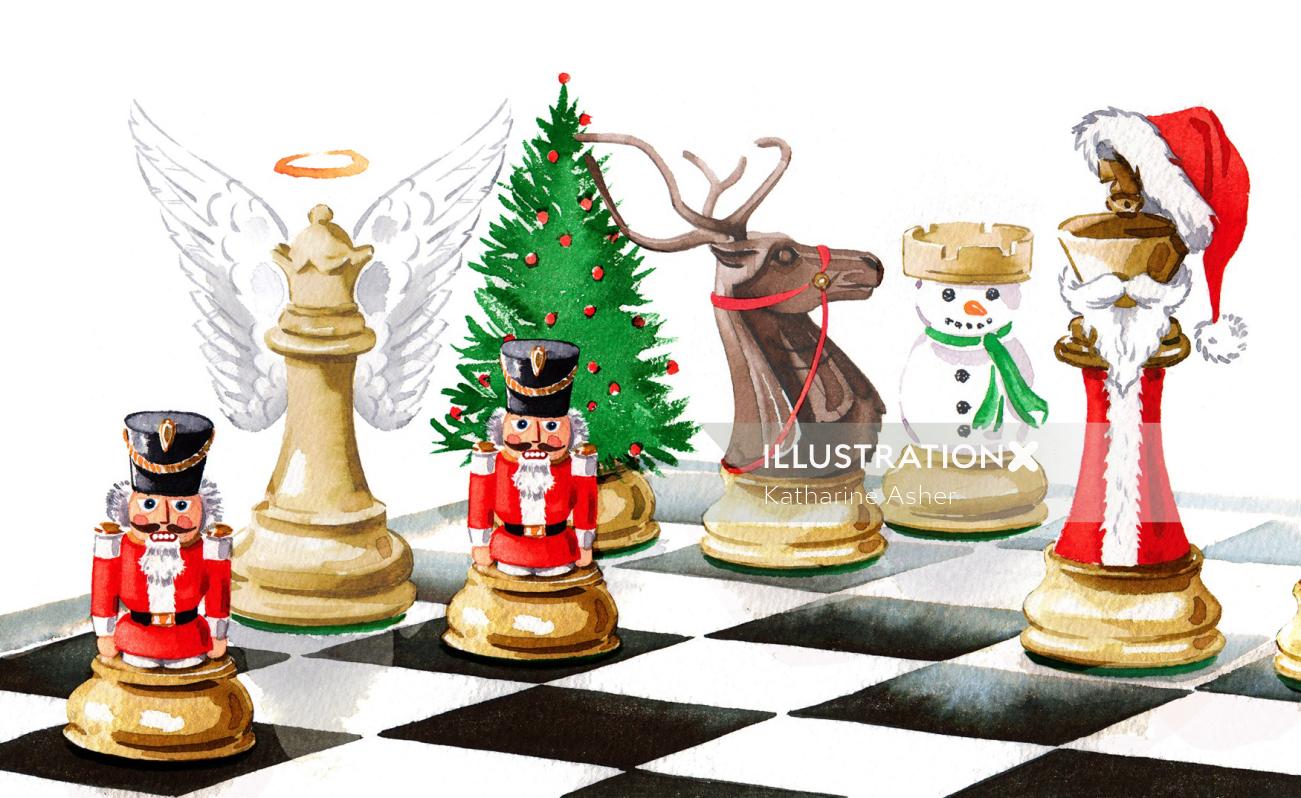 A ilustração do jogo de Natal de Katharine Asher