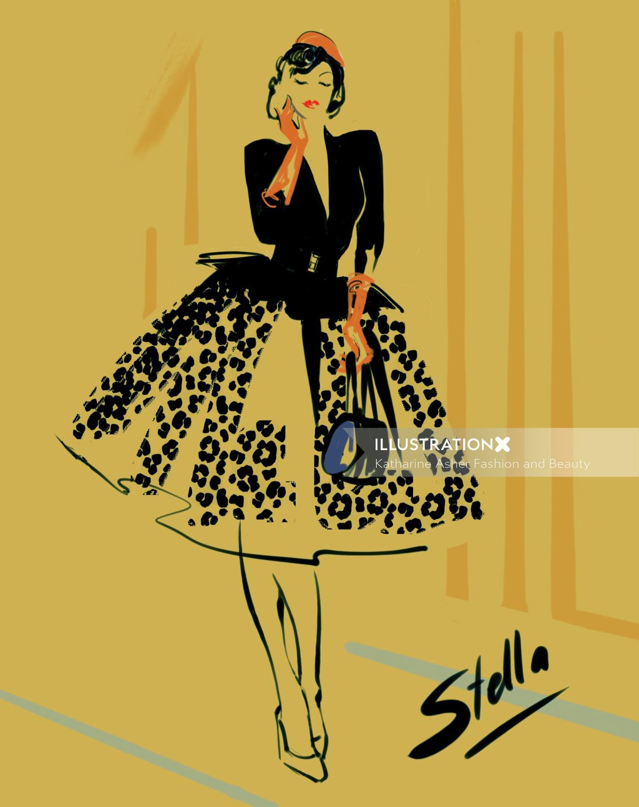 Illustration de mode de Stella Rose Cherry - la reine des 40 fabuleux
