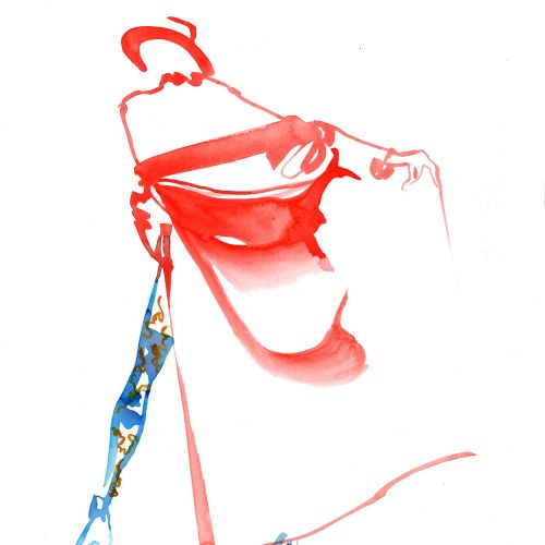 Fashion drawing of "Red Cape"