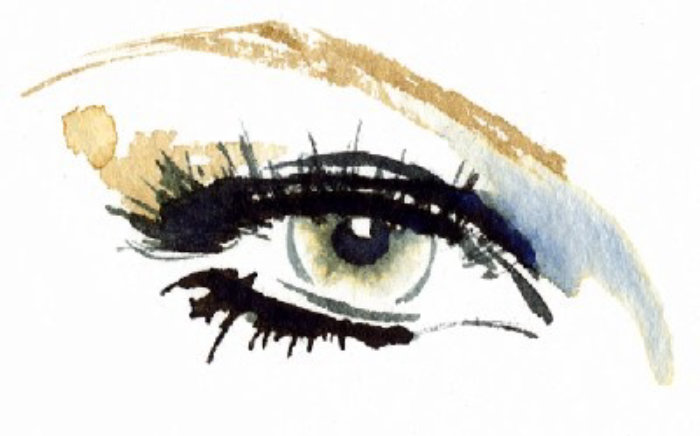 Ilustração da maquiagem dos olhos usando OLAY © Katharine Asher
