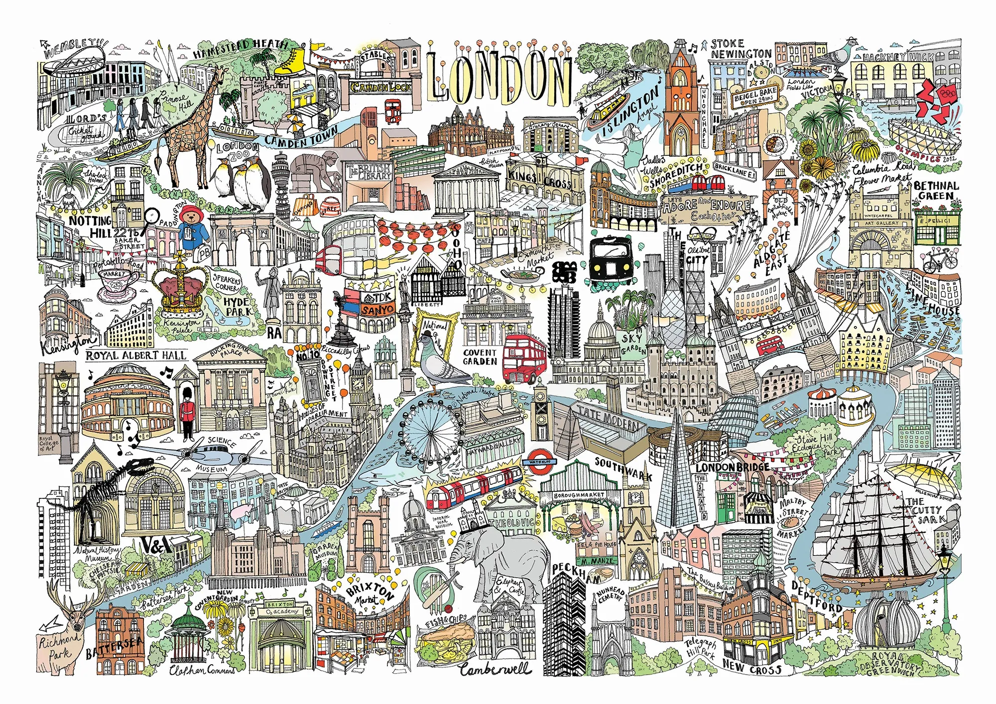 Carte illustrée des monuments de Londres par Katherine Kannon