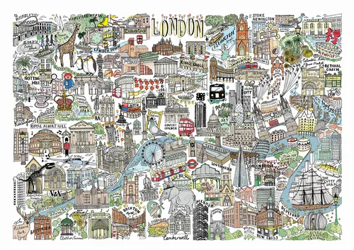 Carte illustrée des monuments de Londres par Katherine Kannon