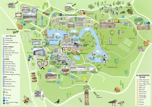 Carte illustrée du parc avec les attractions et les sentiers par Katherine Kannon