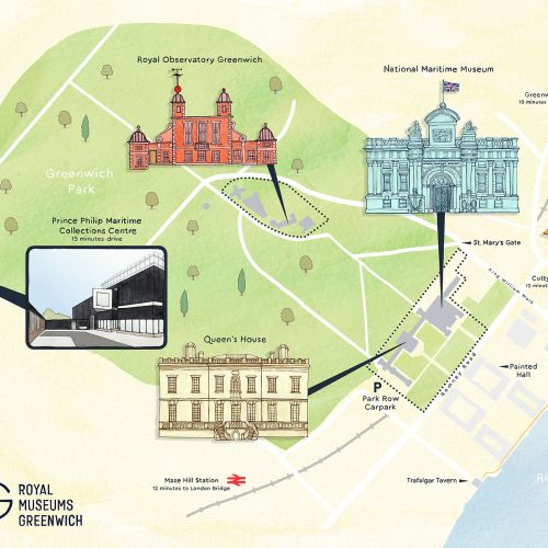 Map of the Royal Museums Greenwich site and buildings