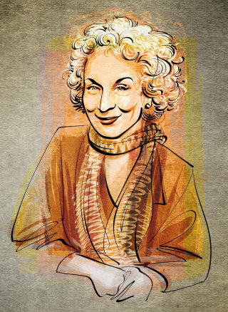 Retrato da poetisa canadense Margaret Atwood