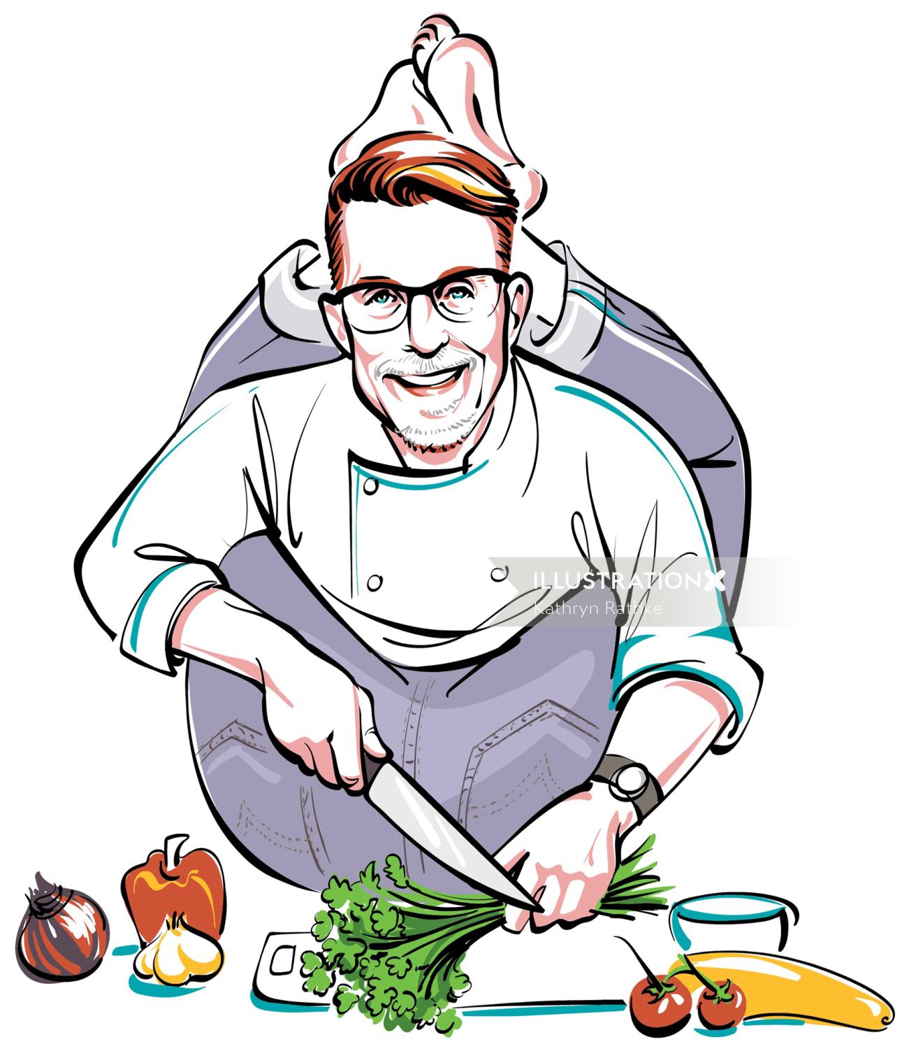 Retrato de Rick Bayless é um chef americano especializado em culinária mexicana